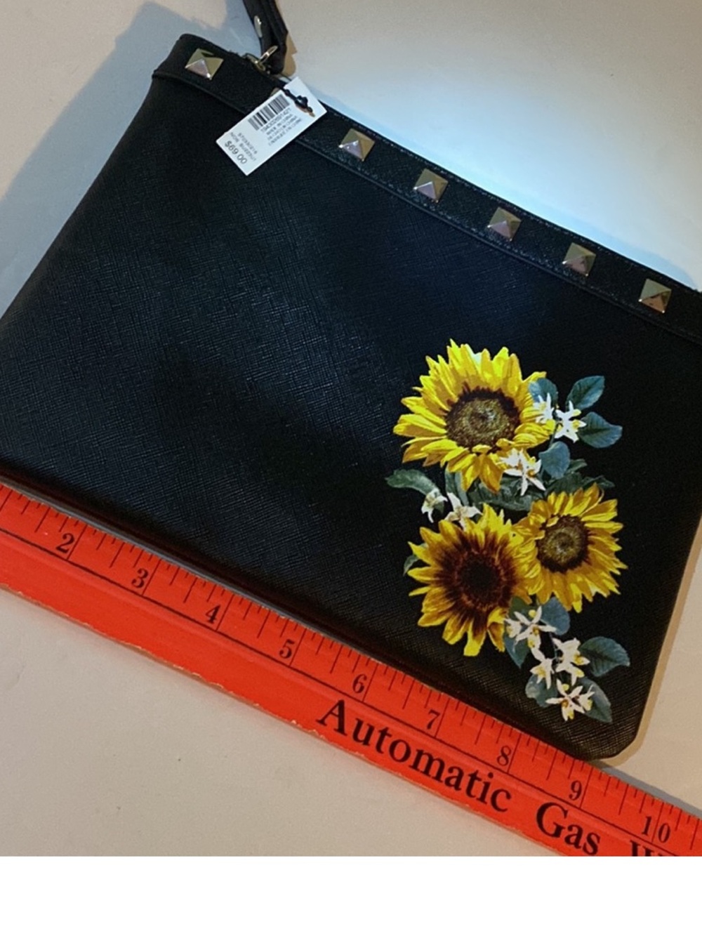 White House Black Market Black Sunflower Studded Wristlet - Picture 6 of 7